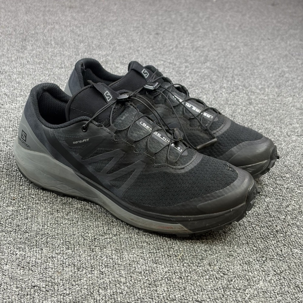 Salomon Sense Ride 4 Trail Running Shoes Mens Size 10.5 Black Grey Contagrip